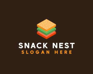 3D Burger Sandwich logo design