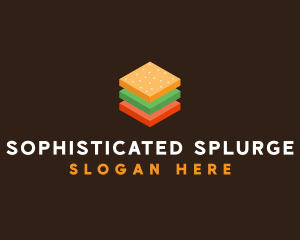 3D Burger Sandwich logo design