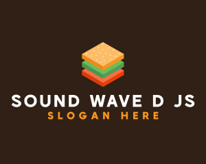 3D Burger Sandwich logo design