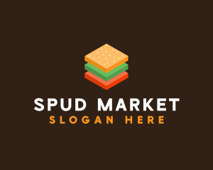 3D Burger Sandwich logo design