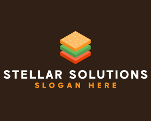 3D Burger Sandwich logo design