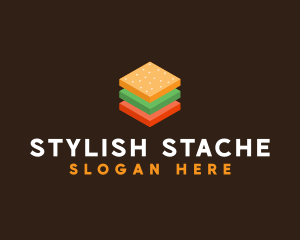 3D Burger Sandwich logo design