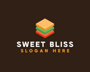 3D Burger Sandwich logo design