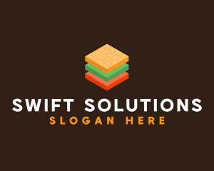 3D Burger Sandwich logo design