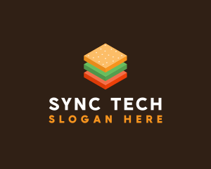 3D Burger Sandwich logo design