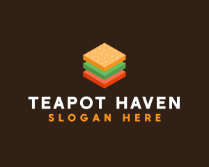 3D Burger Sandwich logo design