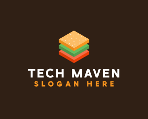 3D Burger Sandwich logo design