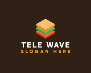 3D Burger Sandwich logo design