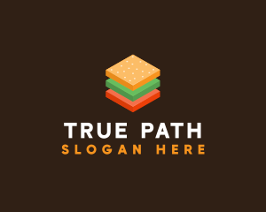 3D Burger Sandwich logo design