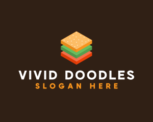 3D Burger Sandwich logo design