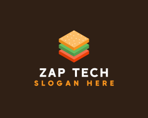 3D Burger Sandwich logo design