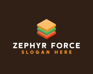 3D Burger Sandwich logo design