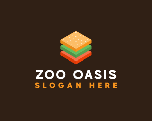 3D Burger Sandwich logo design