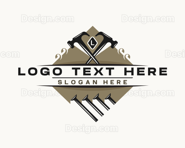 Hammer Nails Carpentry Woodwork Logo