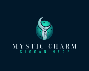 Mystic Moon Hand logo design