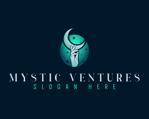 Mystic Moon Hand logo design