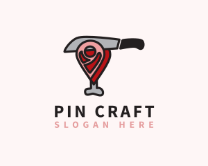 Meat Shop Location Pin logo design