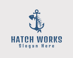 Fishbone Anchor Harbor logo design