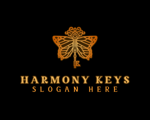 Antique Key Butterfly logo design