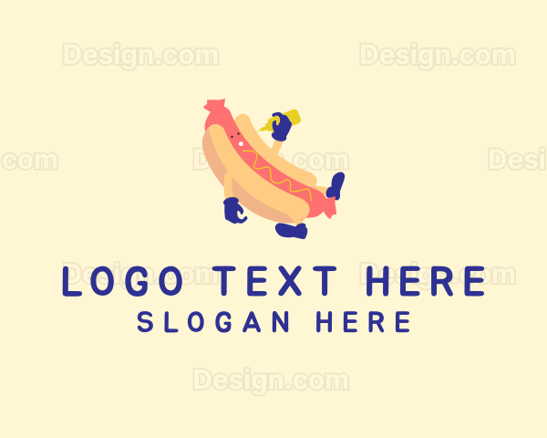 Hot Dog Sandwich Cartoon Logo