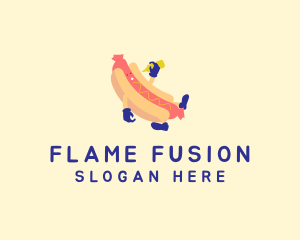 Hot Dog Sandwich Cartoon  logo design