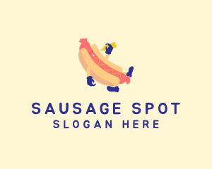 Hot Dog Sandwich Cartoon  logo design