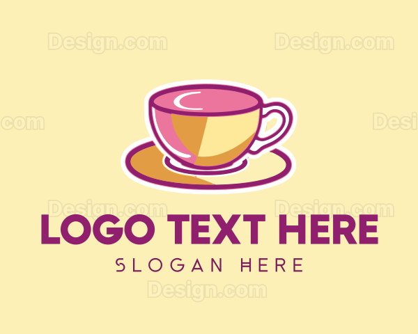 Pink Yellow Coffee Tea Cup Logo