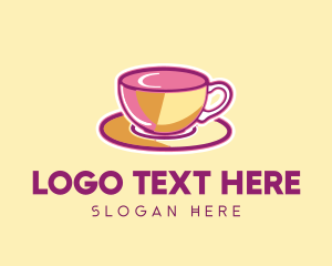 Pink Yellow Coffee Tea Cup logo