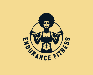 Afro Woman Fitness Gym Logo