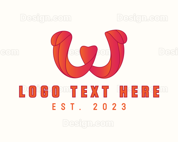 Gradient Ribbon Letter W Logo