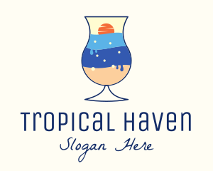 Sunset Tropical Drink logo design