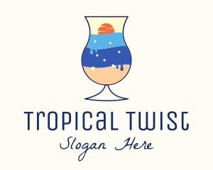 Sunset Tropical Drink logo design