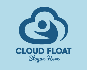 Blue Man Cloud logo design