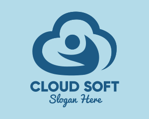 Blue Man Cloud logo design