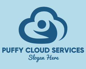 Blue Man Cloud logo design