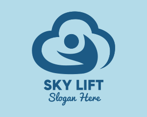 Blue Man Cloud logo design