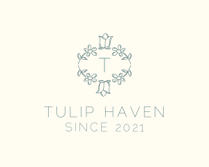 Botanical Tulip Decoration  logo design