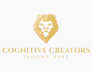 Golden Lion Head logo design