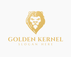 Golden Lion Head logo design