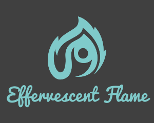 Blue Flame Fire Person logo design