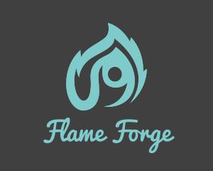 Blue Flame Fire Person logo