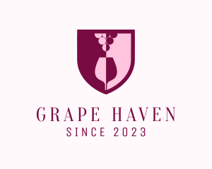 Shield Grape Wine Glass logo design