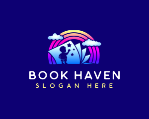 Rainbow Book Kid logo design