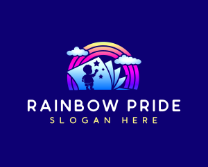 Rainbow Book Kid logo design