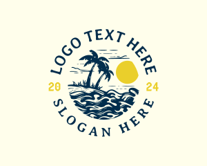 Retro Palm TreeI sland  logo