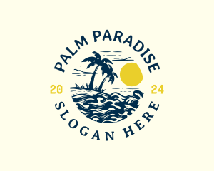 Retro Palm TreeI sland  logo design