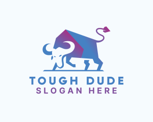 Tough Gradient Bull logo design