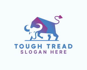 Tough Gradient Bull logo design