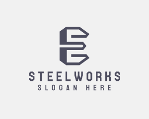 Industrial Steel Construction Letter E logo
