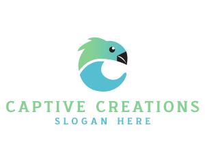 Parrot Bird Letter C logo design